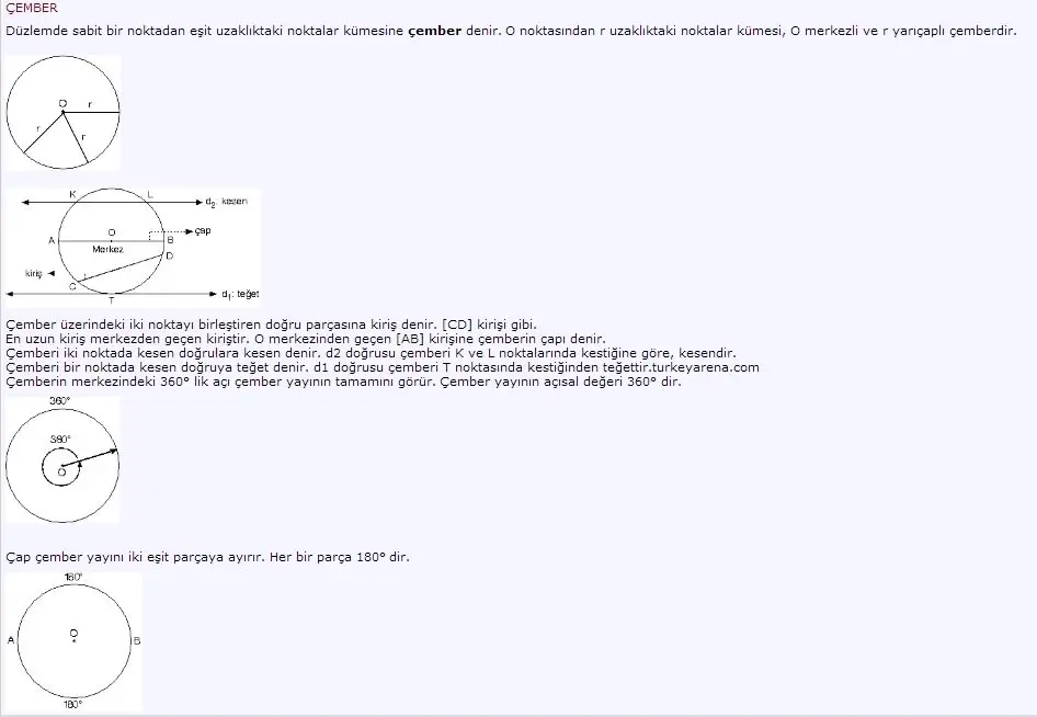 çemberin özellikleri nelerdir